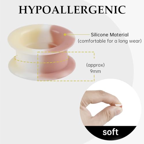 20Pcs Silicone Ear Gauges 2G-25mm Flexible Ear Tunnels Gauges Soft Expander Stretching Ear Plugs Tunnels Black Earring Piercings Jewelry for Men Women - color: Thick Light Pink Silicone