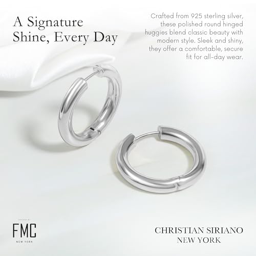 18K Gold Plated Sterling Silver Earrings for Women – Pure & Polished, Twist, Square, Hinged Tube, Abstract & Heart Shape Hoops – Lightweight, Hypoallergenic, Non-Tarnish Jewelry (Sizes: 3x35mm-46x30mm) - color: Silver, size: Hinged Tube (5x30mm)