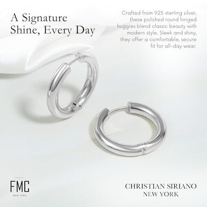 18K Gold Plated Sterling Silver Earrings for Women – Pure & Polished, Twist, Square, Hinged Tube, Abstract & Heart Shape Hoops – Lightweight, Hypoallergenic, Non-Tarnish Jewelry (Sizes: 3x35mm-46x30mm) - color: Silver, size: Hinged Tube (5x30mm)