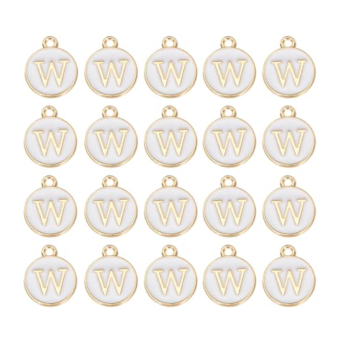 MECCANIXITY Pendants Letter Charm Initial Charm Double Sided Alphabet for DIY Necklace Bracelet Earrings Jewelry Making - style: W