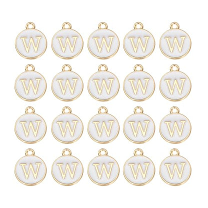 MECCANIXITY Pendants Letter Charm Initial Charm Double Sided Alphabet for DIY Necklace Bracelet Earrings Jewelry Making - style: W
