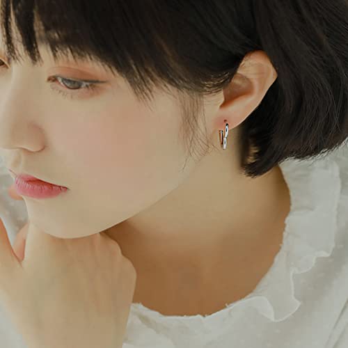 3 Pairs Gold and Silver Heart Huggie Hoop Earrings for Women - color: Silver
