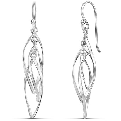 Milla Dainty Silver Drop Earrings for Women and Dangling Gold Earrings | Hypoallergenic, Easy to Wear, Available in 14K Gold, Rose Gold, or Silver Plated Finish, Different Designs - color: Linear Swirl / Sterling Silver Plated