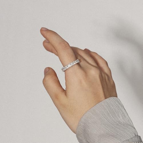 DIAMONBLISS Marilyn Monroe Princess Cut Eternity Ring | Solid 925 Sterling Silver Infinity Band for Women | 4.75 Carats Cubic Zirconia CZ Simulated Diamond Engagement Ring