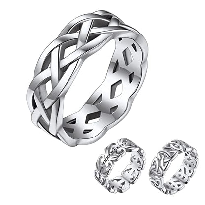 Bestyle Celtic Knot Band Rings for Men Women, Stainless Steel Irish Finger Ring Viking Wedding Bands Jewelry Gift Wedding Promise Gold Silver Black - color: 02.Stainless Steel