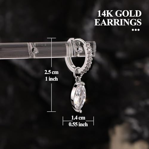 14K Gold Plated Dangle Hoop Earrings for Women | Bridal Small Dangle Gold Earrings Cubic Zirconia Huggie Drop Trendy Fashion Leopard Print Women's Jewelry - color: Silver-D
