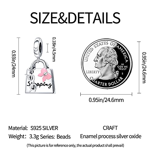 Pandach 925 Sterling Silver Charms for Bracelet&Necklace Dangle Pendant Bead with 5A Cubic Zirconia Stones,Jewelry Beads Gifts for Women - style: Bag and Eyeglass Charm