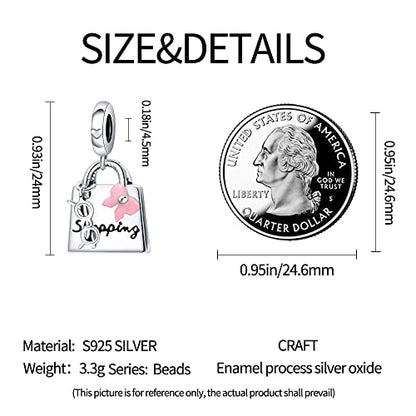 Pandach 925 Sterling Silver Charms for Bracelet&Necklace Dangle Pendant Bead with 5A Cubic Zirconia Stones,Jewelry Beads Gifts for Women - style: Bag and Eyeglass Charm