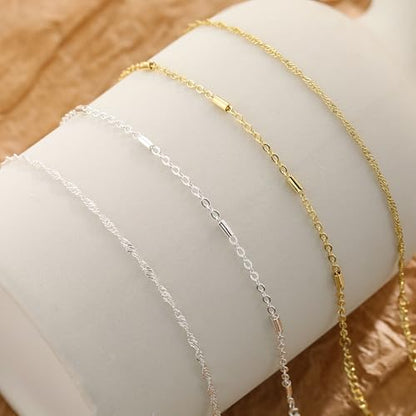 KOHOTA Silver Gold Bracelets for Women Trendy 14K Gold Plated Bracelet for Women Non Tarnish Dainty Stackable Layered Chain Heart Pearl Knot Beaded Bracelets Stack Set Charm Mothers Day Jewelry Gifts - color: F.Twisted chain-silver