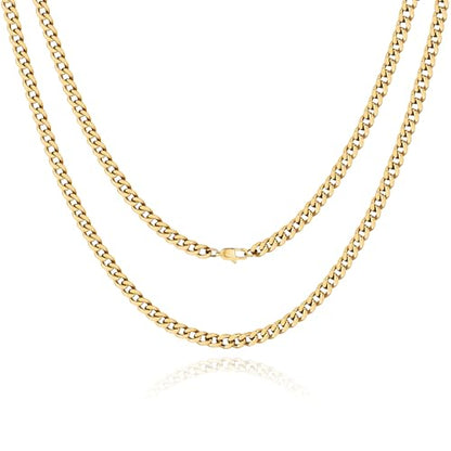 NOKMIT Chunky Cuban Link Curb Chain Necklace for Women Men Dainty 18K Gold Silver Tone Choker Thick Trendy Statement Diamond Cut Punk Hip Hop Cuban Chain Jewelry Gifts Unisex Size 5mm/9mm/13mm/16mm - color: 5mm-Gold, size: 20inches