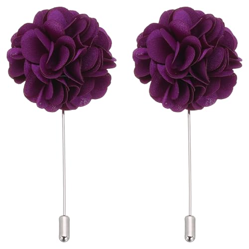 PATIKIL Flower Boutonnieres Pin, Lapel Pin for Men Camellia Flower for Suit Wedding Graduation Anniversary Graduation Outfit Accessories - color: Purple