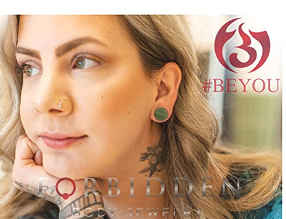 Forbidden Body Jewelry Semi-Precious Jade Double Flare Saddle Plug Earrings, Stone Plugs and Gauges 3mm-25mm (Sold as Pairs)