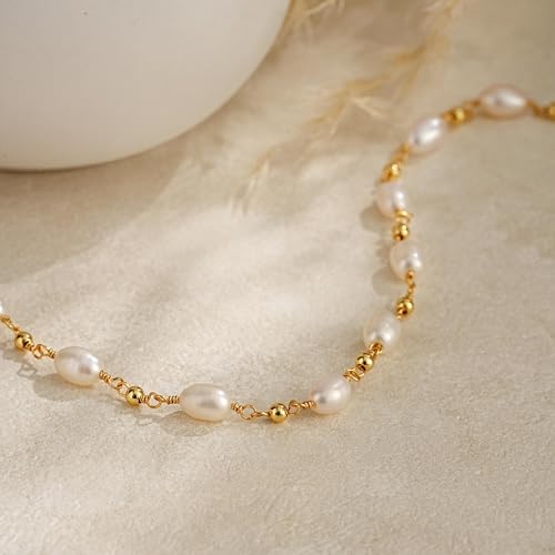 Pearl Bracelets for Women, 14k Gold Plated Dainty Beaded Bracelets Stack Link Chain Charm Bracelets Set Layered Tiny Jewelry for Women Christmas Gifts - style: GD-5