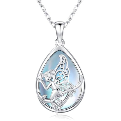 Fairy Gift Necklace/Earrings for Women 925 Sterling Silver Angel Elf Jewelry Gifts for Daughter - color: Necklace-B