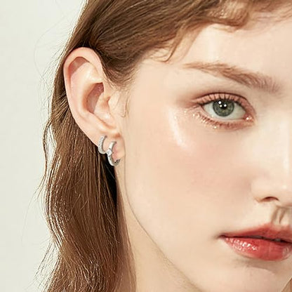 micuco 3 Pairs Small Gold Hoop Huggie Earrings Set for Women Men Tendy | 14K Gold Plated Small Huggie Hoop Earrings for Men, Tiny Cartilage Hypoallergenic Earring Set - style: N# SCZ Silver 8-10-12mm
