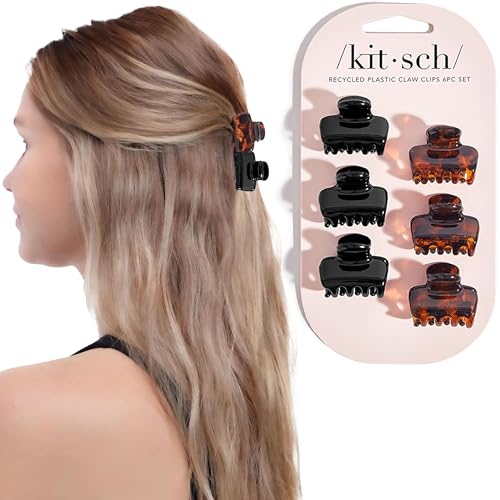 Kitsch Small Hair Clips for Women - Black & Tortoise, 6 Pcs | Stays In Place Without Pulling or Snagging, Durable & Sturdy Plastic Small Hair Clips For Bangs, Stylish Hair Accessories