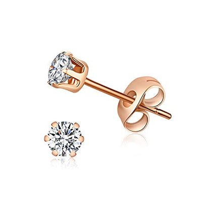 FOSIR 10 Pairs Tiny Womens Surgical Stainless Steel Clear Cubic Zirconia Stud Earrings, Hypoallergenic 316L Earrings Set - style: 4mm-6 pair-R