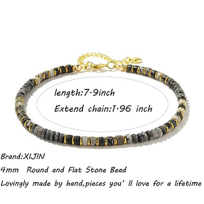 XIJIN Natural Stone Beaded Anklets for Women Handmade Beach Boho Turquoise Beads Ankle Bracelet Jewelry Gift for Her - color: D