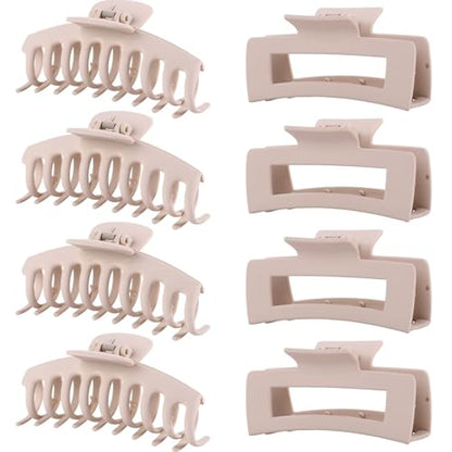 Blond Hair Clips for Women - 8 Pack 4.3 Inch Large Matte Banana Claw Clips for Women Thin Thick Curly Hair, Big Strong Hold jaw - color: Blond