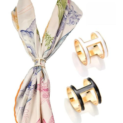 SYWDUDUCLT Scarf Ring for Women's Shawl, Silk Neckerchief, Tshirt, Gold/Sivler, S/M/L, 2 Pcs - style: I-Style