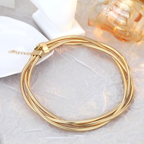 Chunky Gold Necklace Wrap Gold Choker Necklace for Women Gold Statement Necklace Lightweight Non-Tarnish Silver/Gold Collar Necklace Valentines Day Gifts for Her - color: Gold, style: Twisted Snake Choker