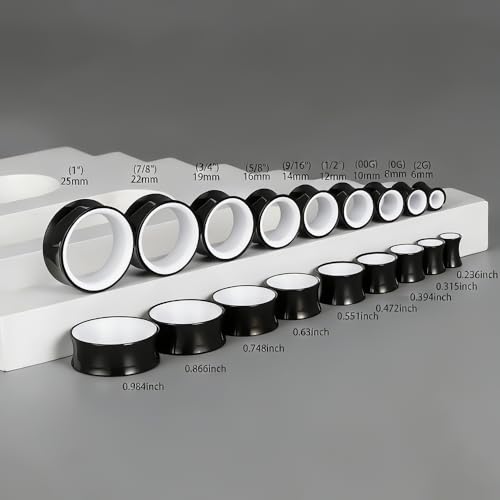 DOEARKO 2Pcs Ear Gauges Hollow 316L Stainless Steel Double Flared Ear Plugs Tunnels Stretcher Body Piercing Earring Jewelry for Women Men 2G(6mm)-1"(25mm) - color: B&W, size: 8mm(0G)