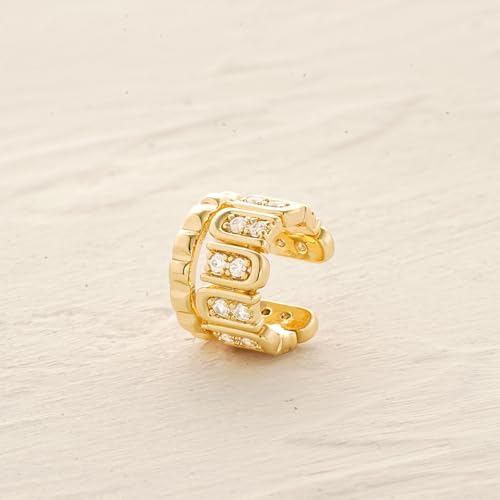 MYEARS Women Ear Cuff Earrings Gold Non Pierced Cartilage Clip on Open Wrap Hoop 14K Gold Plated Simple Hypoallergenic Everyday Jewelry - style: U & Prismoid