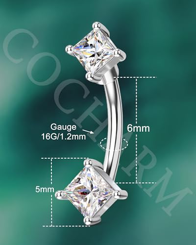 COCHARM Minimalist Rook Earrings 16G Rook Piercing Jewelry Stainless Steel Eyebrow Rings for Women Men Dainty Lobe Earrings 6/8MM - color: WG-6MM