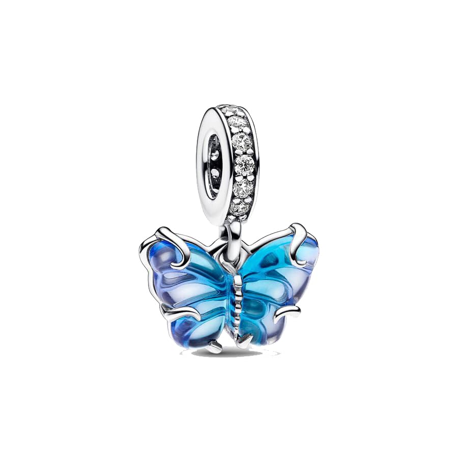 925 Sterling Silver Charms Pendants Mom Heart Dog koi fish Sea Turtle Football Charms for bracelet Pendants Beads Mom Sister Wife Family, Friends, Birthday gifts - style: Blue Butterfly Pendant