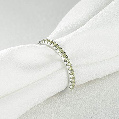 EAMTI CZ Wedding Band for Women 925 Sterling Silver Half Eternity Stackable Ring Size 3-13 - color: sterling silver-olive green