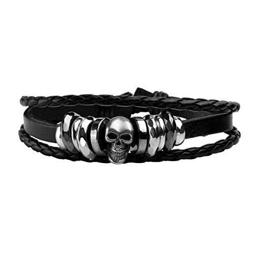6-12PCS Braided Faux Leather Bracelet Punk Cuff Wrap Bracelets for Men Women Adjustable - color: C:6pcs