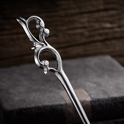 S925 Silver Hairpin Wooden Hair Fork Chinese Style Hair Accessories for Women Girls with Long Hair (tender shoot) - color: tender shoot
