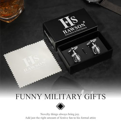 HAWSON Various Unique Cuff Links Mens, Animal/Tactical/Music/Holiday/Cufflinks, Themed Wedding Dinner Party Gift Suit Accessories - style: Grenade