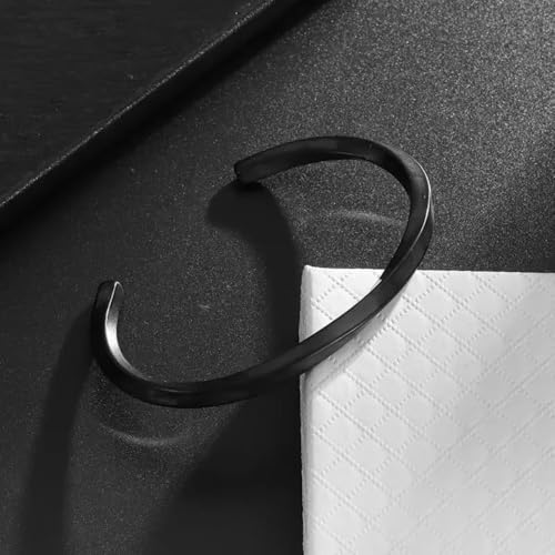Stainless Steel Glossy Geometric Twist Open Bracelet for Men Women Fashion Casual Holiday Party Jewelry - color: black