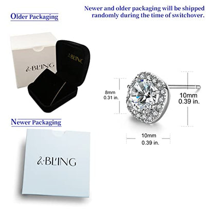 SBLING Platinum Plated Cubic Zirconia/Austrian Crystal Cushion Shape Halo Pendant Necklace/Earrings - color: Match Earrings-Cubiz Zirconia