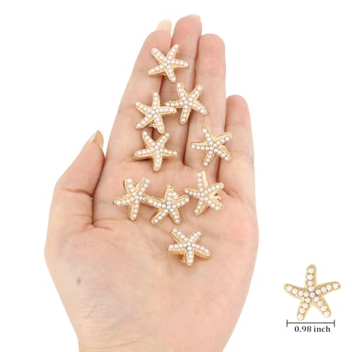 YISSION 20 Pcs Mini Pearl Starfish Hair Clips Cute Gold Hair Pins Small Hair Barrettes Starfish Hair Clip Mermaid Hair Accessories for Girls Women Beach Party - color: Gold & White Pearl