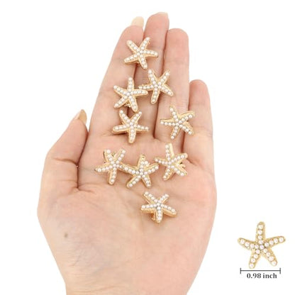 YISSION 20 Pcs Mini Pearl Starfish Hair Clips Cute Gold Hair Pins Small Hair Barrettes Starfish Hair Clip Mermaid Hair Accessories for Girls Women Beach Party - color: Gold & White Pearl