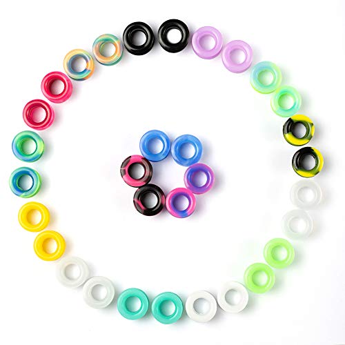 WBRWP 48/32/24/22/20/16/12pcs Ear Tunnels and Plugs - Double Flared Hollow Hard/Soft Silicone Ear Gauges - Ear Expander Stretcher Body Piercing Jewelry 8g-1" - color: 32pcs hard silicone set