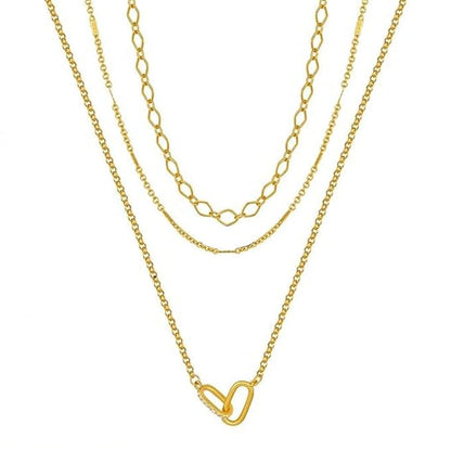 Evabelle Gold Layered Necklace for Women Trendy Jewelry 14K Real Gold Plated Chunky Chain Stackable Necklaces Dainty Choker Necklaces Rectangle Square Pendant - color: Gold Necklace 05