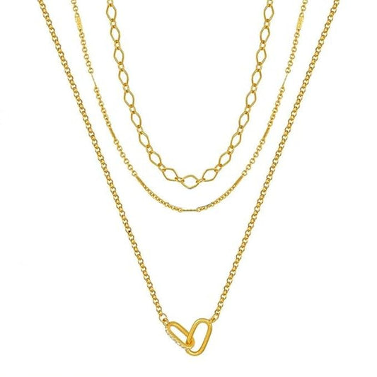 Evabelle Gold Layered Necklace for Women Trendy Jewelry 14K Real Gold Plated Chunky Chain Stackable Necklaces Dainty Choker Necklaces Rectangle Square Pendant - color: Gold Necklace 05