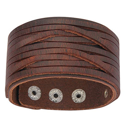 GelConnie Leather Cuff Bracelet for Men Women Wide Leather Wristband Thick Viking Mens Leather Bracelets Gothic Wrist Band Vintage Rock Wristband - style: Brown Leather Cuffs