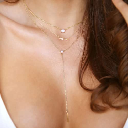 Ettika Lariat Necklace for Women. Gold Drop Necklace, Necklaces for Women. 18K Gold or Rhodium Plated Chain. Trendy Jewelry - color: N1949 Gold