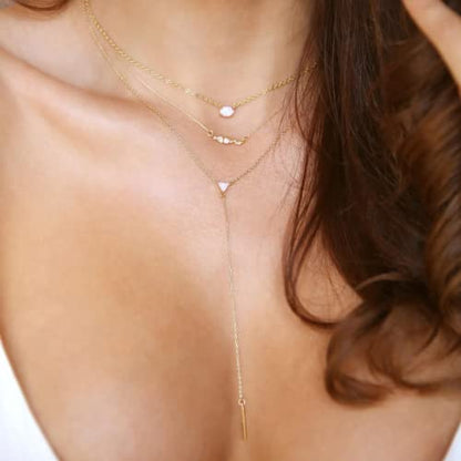 Ettika Lariat Necklace for Women. Gold Drop Necklace, Necklaces for Women. 18K Gold or Rhodium Plated Chain. Trendy Jewelry - color: N1949 Gold