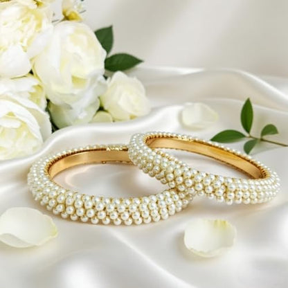 Efulgenz Indian Bollywood Faux Pearl Beaded Bracelet Bangle Bridal Sets - size: 2-4