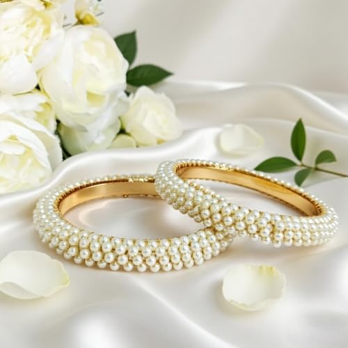 Efulgenz Indian Bollywood Faux Pearl Beaded Bracelet Bangle Bridal Sets - size: 2-6
