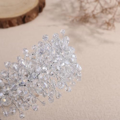 Denifery Large Crystal Headband for Wedding Bridal Hair Band Headpiece for Party Prom Hair Accessories (silver) - color: silver