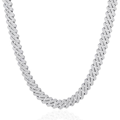 Mens Cuban Link Chain Iced Out Cuban Necklace 18K Gold & Silver Plated Chain For Men Women 14mm Hip Hop Jewelry - color: Silver, size: 24Inches