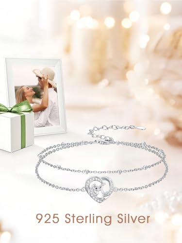Dorunmo Initial Anklet 925 Sterling Silver Letter A-Z Layered Heart Anklet Beach Jewelry Birthday Gifts for Women - color: A