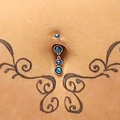 Cute Dangly Opal Belly Button Rings 14g 316L Stainless Steel Dangle Navel Rings for Women Belly Button Piercing Dangling Navel Bar - color: Blue Opal