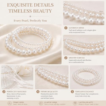 Pearl Bracelets for Women Dainty Baroque Pearl Bracelet White Bridesmaid Bridal Bracelet Wedding Jewelry Gifts for Mother Daughter Matching Outfits - color: A2:pearl bracelet